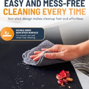 Oven Liners for Bottom of Oven - 2 Pack Large Heavy Duty Mats, 17”x25” Non-Stick Reusable Liner for Electric, Gas, Toaster Ovens, Grills - BPA & PFOA Free Kitchen Accessory to Keep Oven Clean (Black) - Image 2