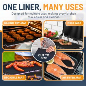 Oven Liners for Bottom of Oven - 2 Pack Large Heavy Duty Mats, 17”x25” Non-Stick Reusable Liner for Electric, Gas, Toaster Ovens, Grills - BPA & PFOA Free Kitchen Accessory to Keep Oven Clean (Black) - Image 5