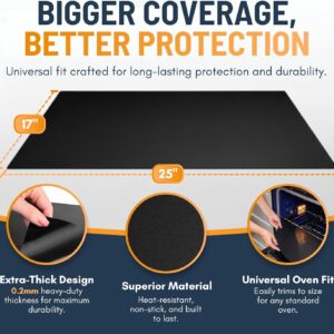 Oven Liners for Bottom of Oven - 2 Pack Large Heavy Duty Mats, 17”x25” Non-Stick Reusable Liner for Electric, Gas, Toaster Ovens, Grills - BPA & PFOA Free Kitchen Accessory to Keep Oven Clean (Black) - Image 7