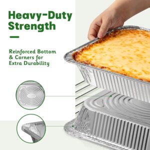9x13 Aluminum Pans [40 Pack], Extra Heavy Duty Half Size Disposable Aluminum Foil Pans, Deep Baking Pans for Cooking, Roasting, Heating, and Steam Tables - Image 5