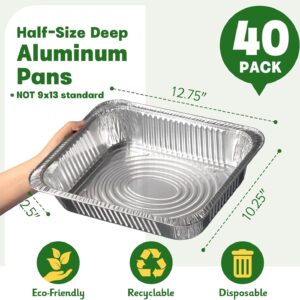 9x13 Aluminum Pans [40 Pack], Extra Heavy Duty Half Size Disposable Aluminum Foil Pans, Deep Baking Pans for Cooking, Roasting, Heating, and Steam Tables - Image 6