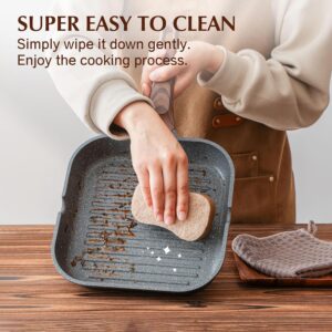 SENSARTE Nonstick Grill Pan for Stove Tops, Versatile Griddle with Pour Spouts, Square Big Cooking Surface, Durable Skillet Indoor & Outdoor Grilling. PFOA Free, 9.5 Inch - Image 5