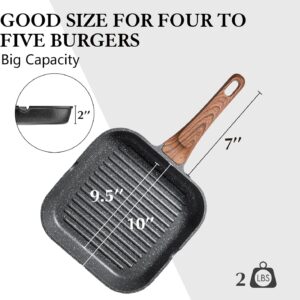 SENSARTE Nonstick Grill Pan for Stove Tops, Versatile Griddle with Pour Spouts, Square Big Cooking Surface, Durable Skillet Indoor & Outdoor Grilling. PFOA Free, 9.5 Inch - Image 7