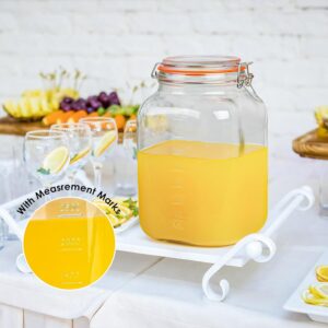 2 Pack Square Super Wide Mouth Airtight Glass Storage Jars with Lids, 1.1 Gallon Glass Container with 2 Measurement Marks, Canning Jars with Leak-proof Lid for Kitchen (Spare Gasket) - Image 6