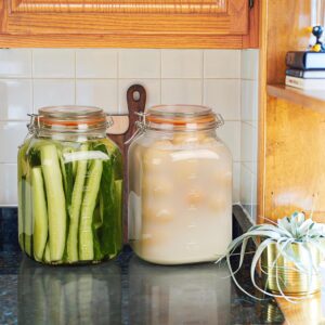 2 Pack Square Super Wide Mouth Airtight Glass Storage Jars with Lids, 1.1 Gallon Glass Container with 2 Measurement Marks, Canning Jars with Leak-proof Lid for Kitchen (Spare Gasket) - Image 5