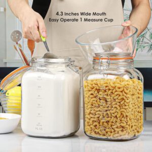 2 Pack Square Super Wide Mouth Airtight Glass Storage Jars with Lids, 1.1 Gallon Glass Container with 2 Measurement Marks, Canning Jars with Leak-proof Lid for Kitchen (Spare Gasket) - Image 2