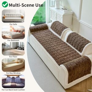 Fuzzy Couch Cover for Dogs Washable, Non Slip Couch Covers for 3 Cushion Sofa Pet Friendly, Soft Pet Couch Covers for Sofa, Dog Cover for Couch Furniture Protector(1,Brown,27.6"x70.9") - Image 3