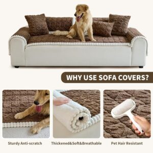 Fuzzy Couch Cover for Dogs Washable, Non Slip Couch Covers for 3 Cushion Sofa Pet Friendly, Soft Pet Couch Covers for Sofa, Dog Cover for Couch Furniture Protector(1,Brown,27.6"x70.9") - Image 5