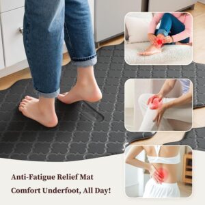 Scalloped Embossed Kitchen Mats for Floor 2PCS Cushioned Anti Fatigue Waterproof Foam Kitchen Rugs Non Slip Washable Comfort Standing Mat for Office Sink Laundry, Black - Image 8