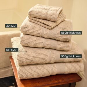 Preston Lane Douro Bath Towel Set – 2 Pack Luxury Cotton Towels, Ultra Soft & Absorbent, Quick-Dry Spa-Quality Bathroom Towels, Made in Portugal, Clay - Image 3