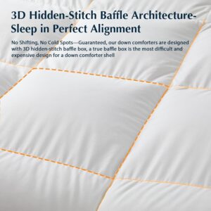 Pacific Coast Goose Feather Down Fiber Comforters King Size, Extra Fluffy White Duvet Insert, Ultra-Soft, Breathable, All Season Hotel Luxury Bedding Comforters, 8 Corner & Center Loops (106"x90") - Image 6