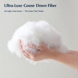 Pacific Coast Goose Feather Down Fiber Comforters King Size, Extra Fluffy White Duvet Insert, Ultra-Soft, Breathable, All Season Hotel Luxury Bedding Comforters, 8 Corner & Center Loops (106"x90") - Image 8