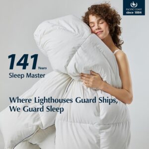 Pacific Coast Goose Feather Down Fiber Comforters King Size, Extra Fluffy White Duvet Insert, Ultra-Soft, Breathable, All Season Hotel Luxury Bedding Comforters, 8 Corner & Center Loops (106"x90") - Image 4