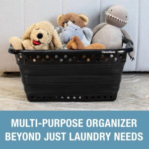 CleverMade Collapsible Laundry Baskets - 39L Foldable Large Collapsible Laundry Basket with Handles for Space Saving Storage, Black, 2 Pack - Image 4