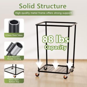 150L Laundry Basket with Wheels, Rolling Laundry Hamper with Cloth Cover, Laundry Cart with Metal Frame & Removable Bag, Large Dirty Clothes Hampers for Bedroom Aesthetic, Laundry Room Bathroom, Black - Image 4