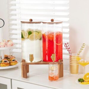 2 PCS 1.5 Gallon Drink dispenser, Glass Beverage Dispenser With Wood Stand, Large Water Drink Dispensers for Parties With Stainless Steel Spigot, Ideal for Lemonade,Juice, Tea, and Party Drinks - Image 3