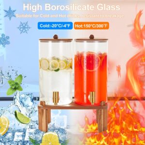 2 PCS 1.5 Gallon Drink dispenser, Glass Beverage Dispenser With Wood Stand, Large Water Drink Dispensers for Parties With Stainless Steel Spigot, Ideal for Lemonade,Juice, Tea, and Party Drinks - Image 4