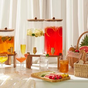 2 PCS 1.5 Gallon Drink dispenser, Glass Beverage Dispenser With Wood Stand, Large Water Drink Dispensers for Parties With Stainless Steel Spigot, Ideal for Lemonade,Juice, Tea, and Party Drinks - Image 7