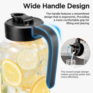 Mason Jar Pitcher - Airtight & Leakproof Glass Pitcher with Lid, Perfect for Breastmilk, Cold Brew, and Sun Tea, 2 Quart (64 oz) 1/2 Gallon Mason Jar with Pour Spout Lid - Image 5
