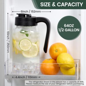 Mason Jar Pitcher - Airtight & Leakproof Glass Pitcher with Lid, Perfect for Breastmilk, Cold Brew, and Sun Tea, 2 Quart (64 oz) 1/2 Gallon Mason Jar with Pour Spout Lid - Image 6
