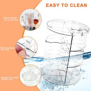 Rotating Makeup Organizer, DIY 8 Adjustable Layers Spinning Skincare Organizer, Cosmetic Display Case with Brush Holder Perfume Tray, Multi-Function Storage Carousel for Vanity Bathroom Countertop - Image 4