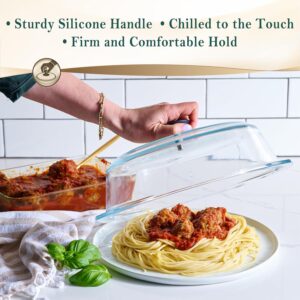 Le’raze Tall Glass Microwave Splatter Cover for Food - Cookware & Bakeware Serving Dish Cover, Plate Guard Lid with Easy Grip Silicone Handle Knob - 100% Food Grade BPA Free & Dishwasher Safe - 10in - Image 3