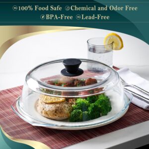 Le’raze Tall Glass Microwave Splatter Cover for Food - Cookware & Bakeware Serving Dish Cover, Plate Guard Lid with Easy Grip Silicone Handle Knob - 100% Food Grade BPA Free & Dishwasher Safe - 10in - Image 7
