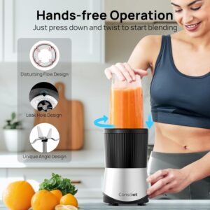 Consciot CB08 11-Piece Blender for Kitchen and Personal Size, Blend Shakes and Smoothies, Frozen Drinks, Baby Food, Spreads & More, 3 Portable To-Go Cups & 2 Spout Lids & 1 Solid Lid, 900 Peak Watts - Image 2