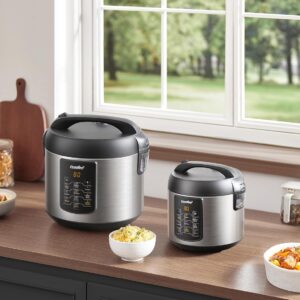 COMFEE' Compact Rice Cooker, 6-in-1 Stainless Steel Multi Cooker, Slow Cooker, Steamer, Saute, and Warmer, 2 QT, 8 Cups Cooked(4 Cups Uncooked), Brown Rice, Quinoa and Oatmeal, 6 One-Touch Programs - Image 2