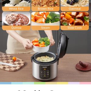 COMFEE' Compact Rice Cooker, 6-in-1 Stainless Steel Multi Cooker, Slow Cooker, Steamer, Saute, and Warmer, 2 QT, 8 Cups Cooked(4 Cups Uncooked), Brown Rice, Quinoa and Oatmeal, 6 One-Touch Programs - Image 6