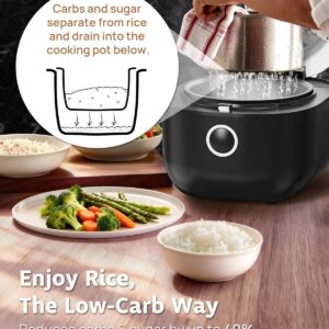 YOKEKON Rice Cooker Stainless Steel Inner Pot PFAS-Free Dishwasher Safe, Low Carb & Low Sugar Large Rice Cookers 8 Cup with Steamer Basket, 24H Delay Timer and Auto Keep Warm Feature,Black - Image 6