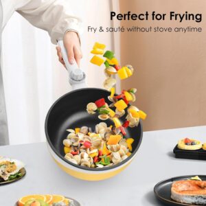 Audecook Hot Pot Electric, 1.7L Mini Electric Skillet Portable Nonstick Sauté Pan with Power Adjustment, Ramen Cooker Travel Multicooker for Steak/Soup/Egg/Oatmeal/Noodles (Tongs for Cooking Included) - Image 6