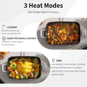 Slow Cooker 10-Quart - PFOA-Free Ceramic Coating, Oven Safe to 450°F | Keep Warm Function for Large Family Gatherings (Includes Silicone Spoon) - Image 4