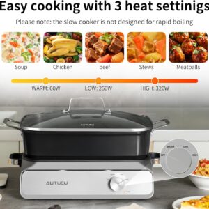 Slow Cooker 10-Quart - PFOA-Free Ceramic Coating, Oven Safe to 450°F | Keep Warm Function for Large Family Gatherings (Includes Silicone Spoon) - Image 7