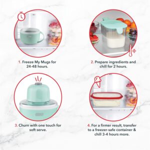 Dash My Mug Ice Cream Maker - Makes Single Serving of Gelato, Frozen Yogurt, Sorbet & More - Easy to Clean & Use - Aqua, 2 Bowls - Image 5