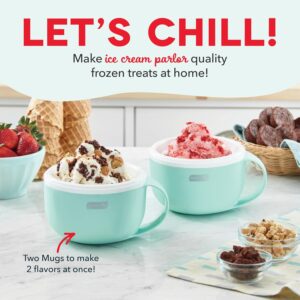 Dash My Mug Ice Cream Maker - Makes Single Serving of Gelato, Frozen Yogurt, Sorbet & More - Easy to Clean & Use - Aqua, 2 Bowls - Image 8