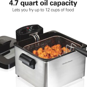 Hamilton Beach Electric Deep Fryer with 3 Baskets and Lid, 4.5 Liters / 19 Cups Oil Capacity, Temperature Control, View Window, Professional Style, 1800 Watts, Stainless Steel (35034) - Image 7