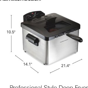 Hamilton Beach Electric Deep Fryer with 3 Baskets and Lid, 4.5 Liters / 19 Cups Oil Capacity, Temperature Control, View Window, Professional Style, 1800 Watts, Stainless Steel (35034) - Image 8