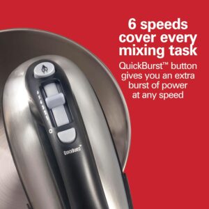 Hamilton Beach Classic Stand and Hand Mixer, 4 Quarts, 6 Speeds with QuickBurst, Bowl Rest, 290 Watts Peak Power, Black and Stainless - Image 2