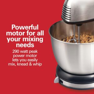 Hamilton Beach Classic Stand and Hand Mixer, 4 Quarts, 6 Speeds with QuickBurst, Bowl Rest, 290 Watts Peak Power, Black and Stainless - Image 4