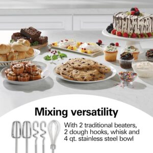 Hamilton Beach Classic Stand and Hand Mixer, 4 Quarts, 6 Speeds with QuickBurst, Bowl Rest, 290 Watts Peak Power, Black and Stainless - Image 6