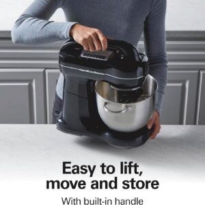 Hamilton Beach Electric Stand Mixer, 4 Quarts, Dough Hook, Flat Beater Attachments, Splash Guard 7 Speeds with Whisk, Easy-Carry Top Handle, Black - Image 3