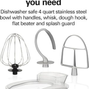 Hamilton Beach Electric Stand Mixer, 4 Quarts, Dough Hook, Flat Beater Attachments, Splash Guard 7 Speeds with Whisk, Easy-Carry Top Handle, Black - Image 5
