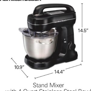 Hamilton Beach Electric Stand Mixer, 4 Quarts, Dough Hook, Flat Beater Attachments, Splash Guard 7 Speeds with Whisk, Easy-Carry Top Handle, Black - Image 7