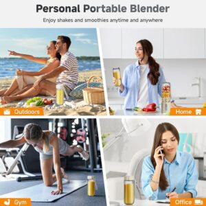 COKUNST 17Oz Portable Blender with 6 Blades, USB-C Rechargeable Personal Smoothie Maker for Shakes & Juices, Compact Mini Mixer for Home, Office & Travel - Image 3
