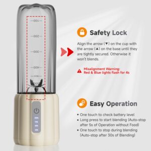 COKUNST 17Oz Portable Blender with 6 Blades, USB-C Rechargeable Personal Smoothie Maker for Shakes & Juices, Compact Mini Mixer for Home, Office & Travel - Image 8