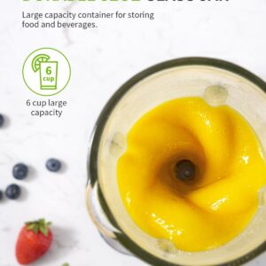 GDOR 1200W Blender for Smoothies and Shakes, 52 Oz Glass Jar & 22 Oz To-Go Cup Combo, Countertop Blender with 6-leaf Blade, 3 Adjustable Speed for Juices, Frozen Fruit Drinks, Sauces, Self-Cleaning - Image 3