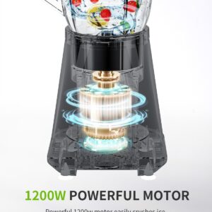 GDOR 1200W Blender for Smoothies and Shakes, 52 Oz Glass Jar & 22 Oz To-Go Cup Combo, Countertop Blender with 6-leaf Blade, 3 Adjustable Speed for Juices, Frozen Fruit Drinks, Sauces, Self-Cleaning - Image 6