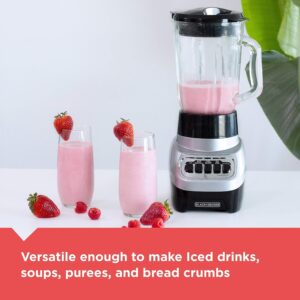 BLACK+DECKER PowerCrush Multi-Function Blender with 6-Cup Glass Jar, 4 Speed Settings, Silver - Image 4