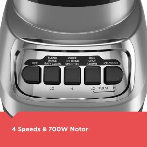 BLACK+DECKER PowerCrush Multi-Function Blender with 6-Cup Glass Jar, 4 Speed Settings, Silver - Image 6